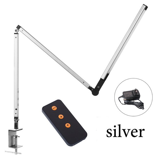 Nouvelle lampe de bureau LED, architecte 8W hautement lampe de Table de bureau balançoire en métal Long bras réglable agrafe sur éclairage de Table luminosité de 3 niveaux: Silver / US Plug