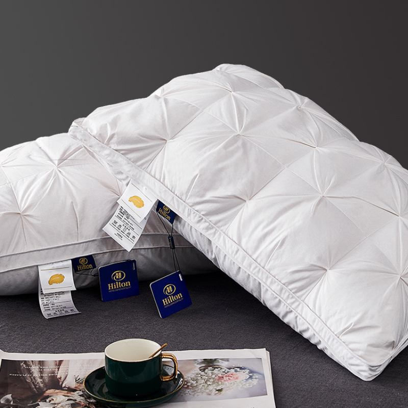 Almohada de plumón de ganso 95%, funda de almohada de algodón blanco, funda de almohada rectangular para dormitorio, almohada de Hotel de 5 estrellas, almohadas bajas y medianas para dormir