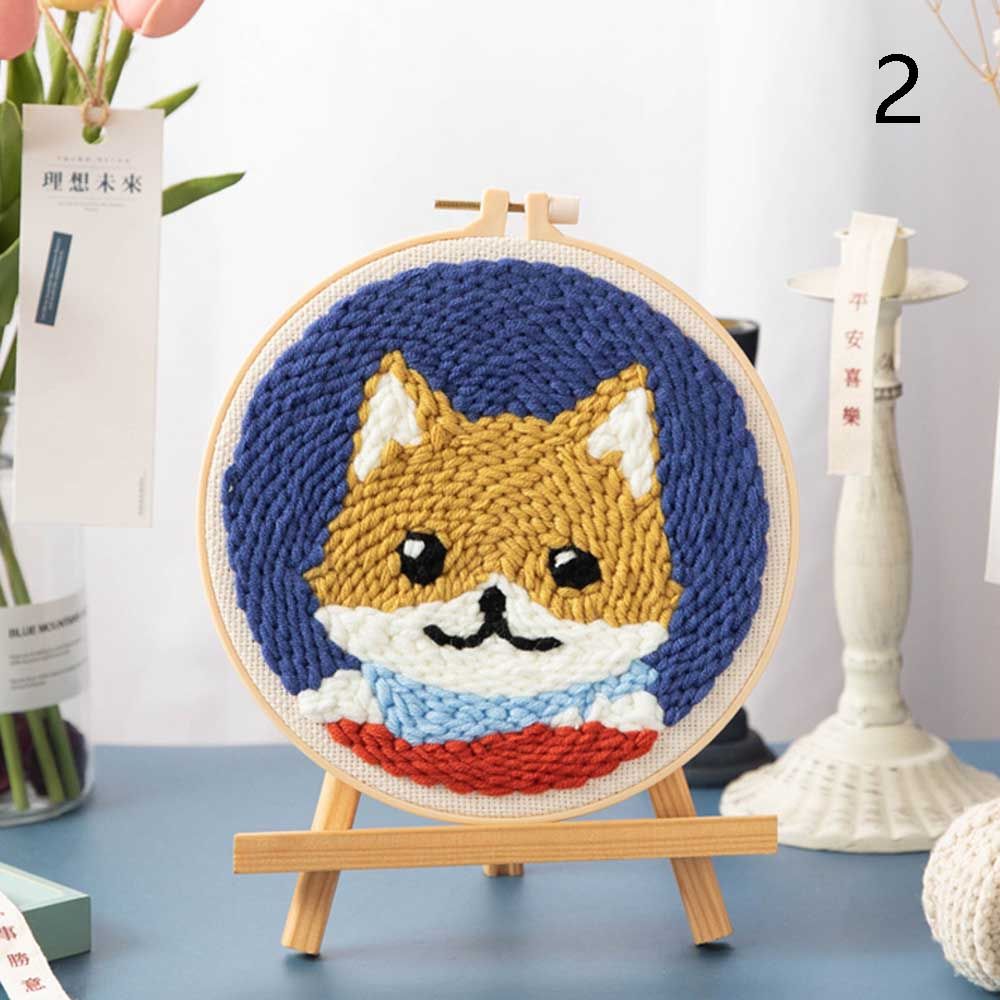 Kit de bordado de dibujos animados con hilo, costura artesanal para principiantes, Kits de aguja de punzón para bordado, decoración de punto de cruz hecha a mano: 2