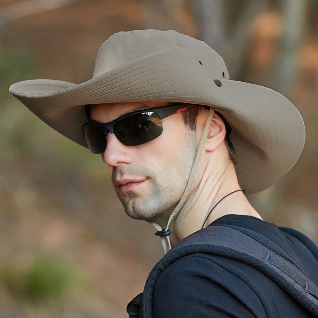 Men Large Wide Brim Hats Waterproof Hat Camping Plus Size Bucket Hat Breathable Sun Protection Cap Summer Outdoors Fisherman Hat: Beige