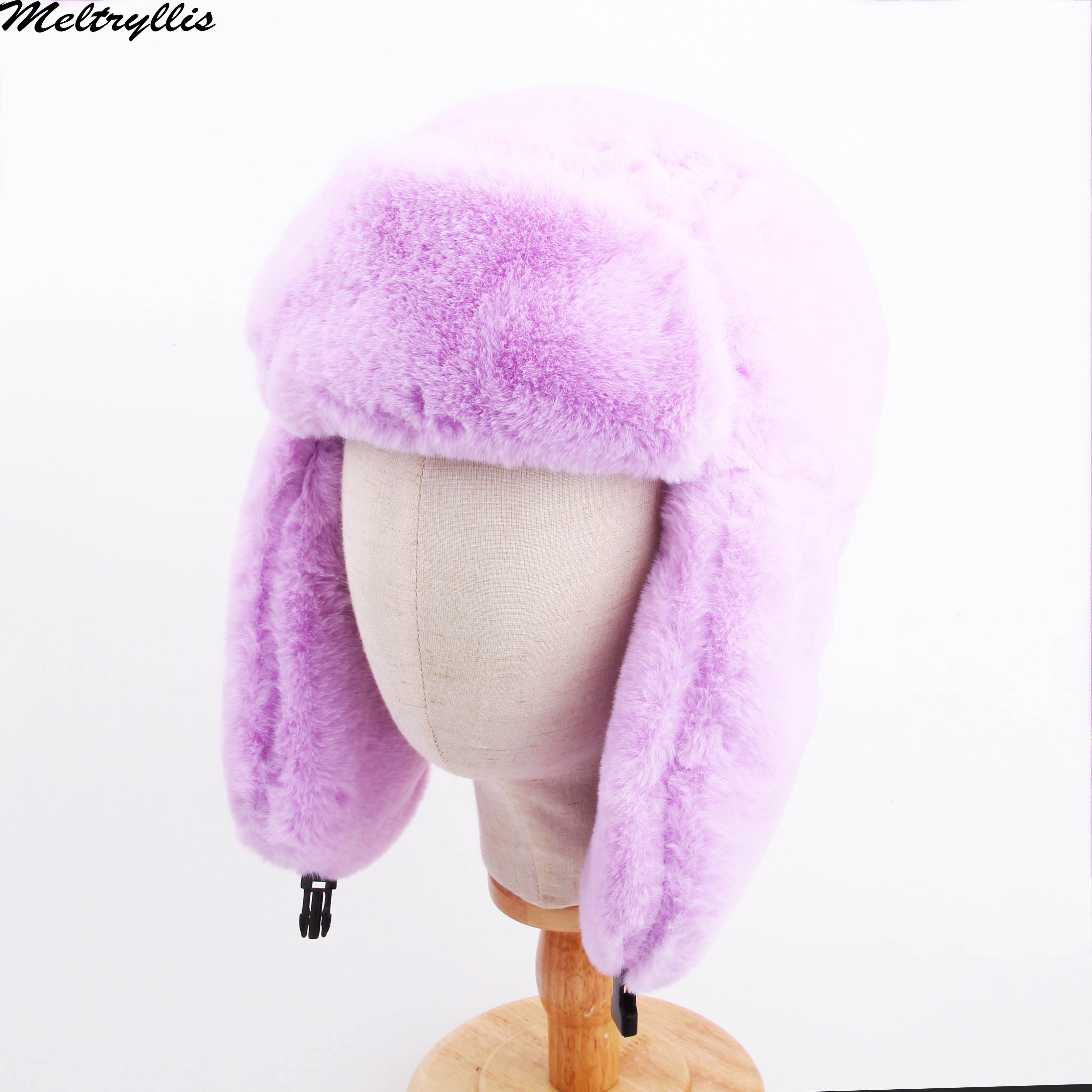 [Meltryllis] Winter Ski Hoed Warm Oorbeschermers Dikker Oor-fladderde Hoed Voor mannen en vrouwen Faux Fur Lei feng Cap Russische bommenwerper hoed