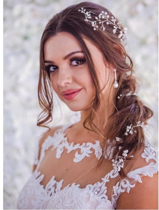 Enredadera para el cabello de perlas con diamantes de imitación para mujer, diadema nupcial larga, accesorios para el cabello para novia y dama de honor (100cm/39,3 pulgadas)