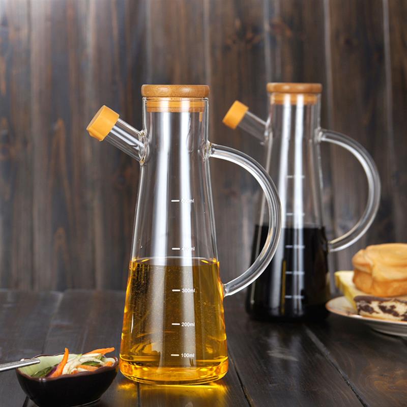 High Borosilicate Glass Olive Oil Vinegar Pot Dispenser Bottles Vinegar Can Cruet Storage With Handle And Lid Oil Bottle