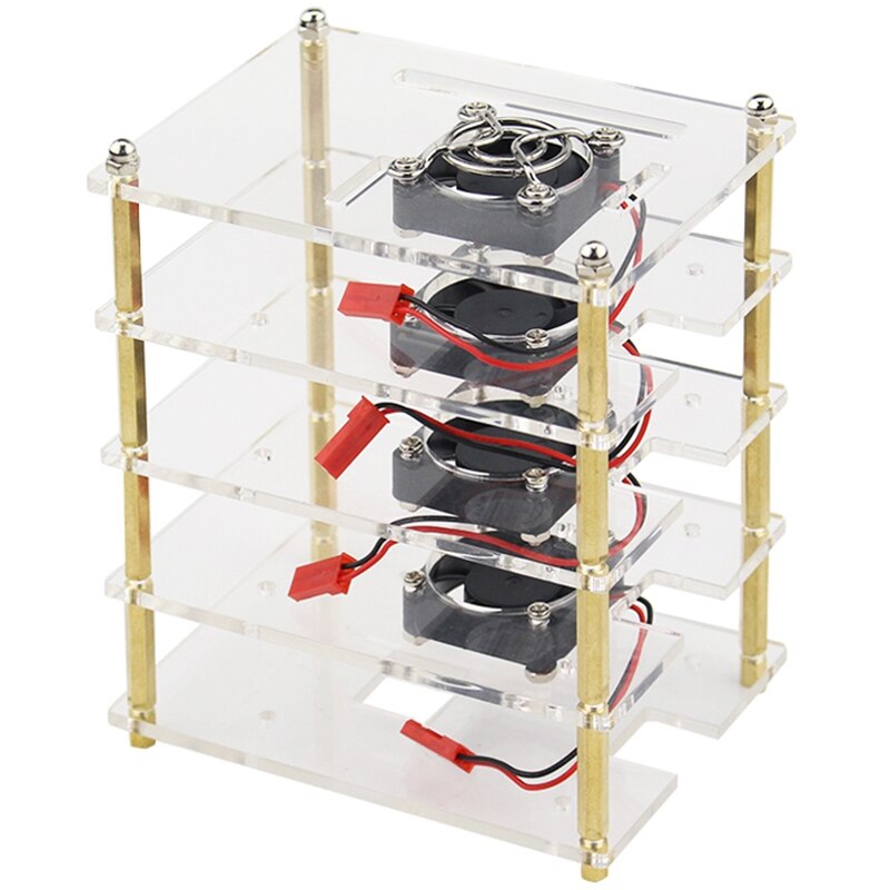 For Raspberry Pi 4 Layers Acrylic Case Holder Box + Cooling Fan with Metal Cover for Raspberry Pi 4 /3 Model B+/3B: Default Title