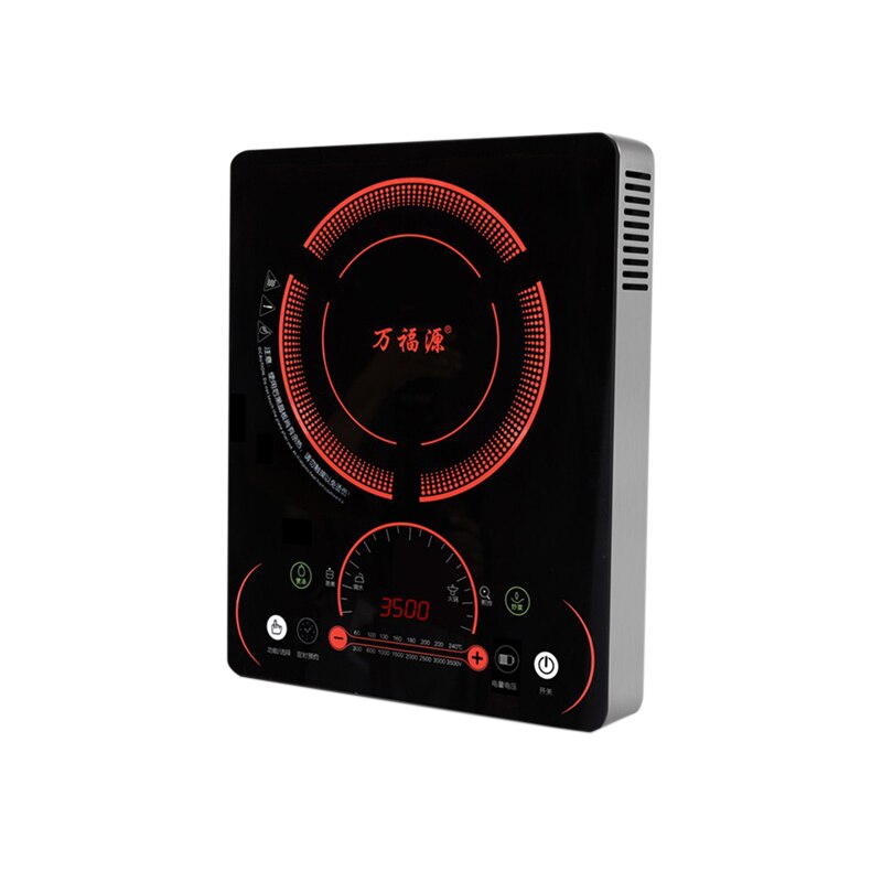 220V Commercial Induction cooker fire boiler Waterproof Black Crystal Plate Stove High-power Cooktop Burner: Red