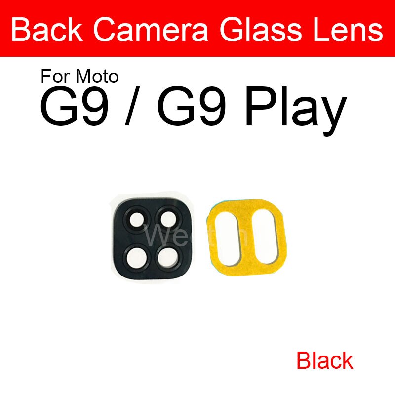 Terug Camera Lens Glas Voor Motorola Moto G9 Plus Play Power Achteruitrijcamera Lens Glas Met Sticker Vervanging Reparatie: G9 G9 Play black