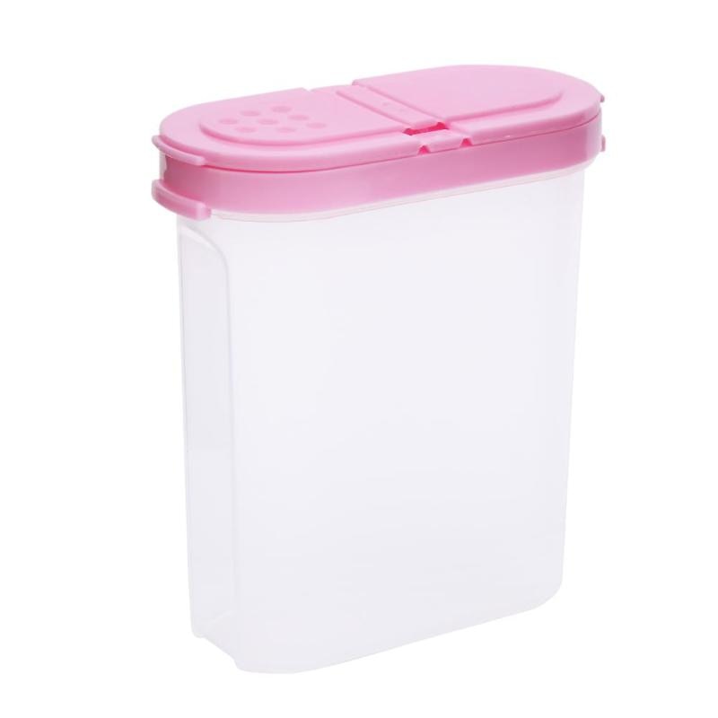 Food Storage Box Clear Container Set with Pour 2 Lids Kitchen Food Sealed Snacks Dried Fruit Grains Tank Storage Cereal Box: Pink