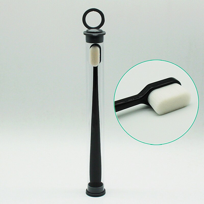 1 Pcs Ten thousand hair toothbrushes pregnant women and children soft toothbrush super soft with PVC tube: black flat