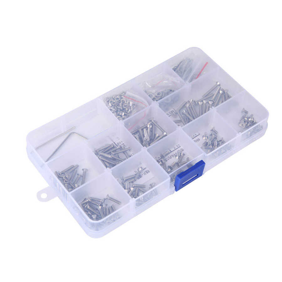 662PCS Socket Hex Grub Screw Inner Hex Nut Flat Washer Stainless Steel