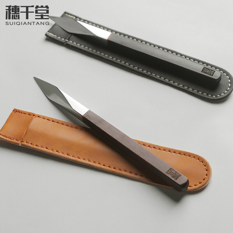 Stainless Steel Tea Knife Wood Handle Ceremony Handmade Vintage Sandalwood Tea Knife Prying Te Verde Chino Teaware 60