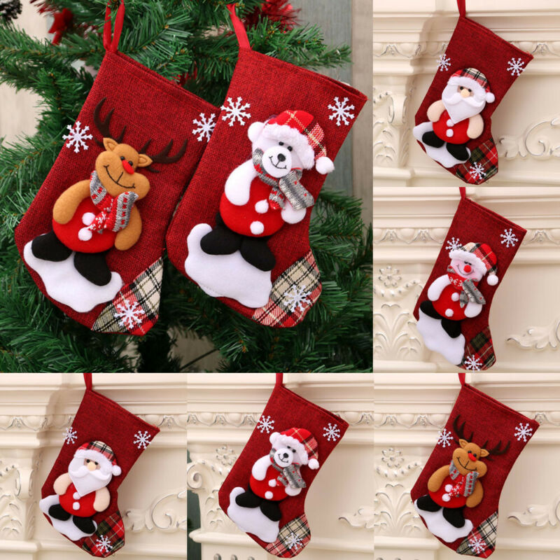 Grote Kerst kousen Kerstman Elanden stof sokken Kerst mooie bag voor kinderen haard boom Kerst decoratie