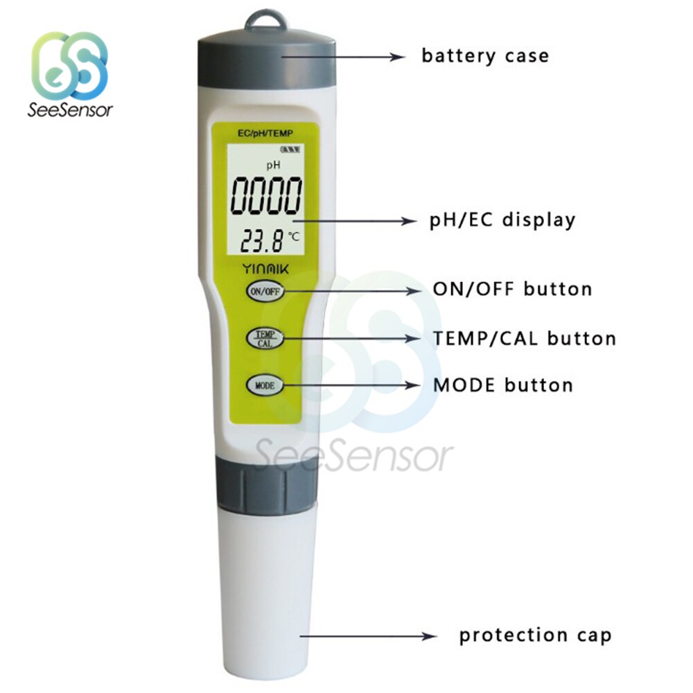 Tds Ph Meter Ph/Tds/Ec/Temp Temperatuur Meter Pen ... – Grandado