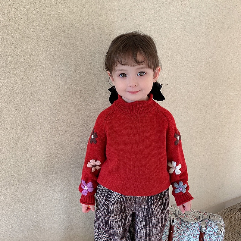 2020 nuovo Bambino di Inverno Delle Ragazze Lavorato A Maglia Pullover Maglie E Maglioni Stile Coreano Crochet Dolcevita Collare Magliette E Camicette Bambini Bambini Maglione Caldo