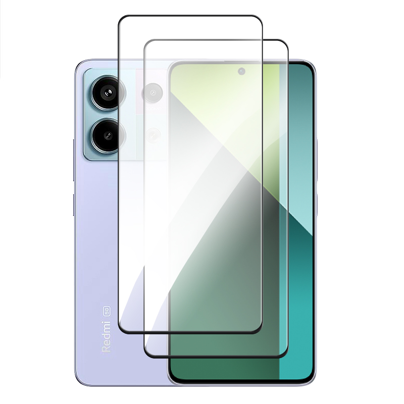 4 en 1 para Redmi Note 13 vidrio para Redmi Note 13 Pro 4G 5G vidrio templado 2.5D Protector de pantalla de cubierta completa para Redmi Note 13 película: Azul marino / Bundle (Pack) 4