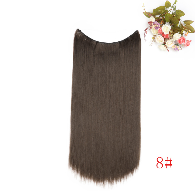 MERISI HAIR 24" Invisible Wire No Clips In Hair Extensions Secret Fish Line Hairpieces Synthetic Wavy Hair Extensions: Z8
