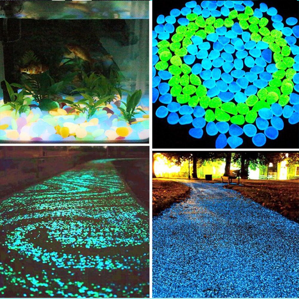 Pierres lumineuses fluorescentes, gravier brille dans la nuit, décoration de cour, pavage de jardin, pelouse en pot, ornement d&#39;aquarium