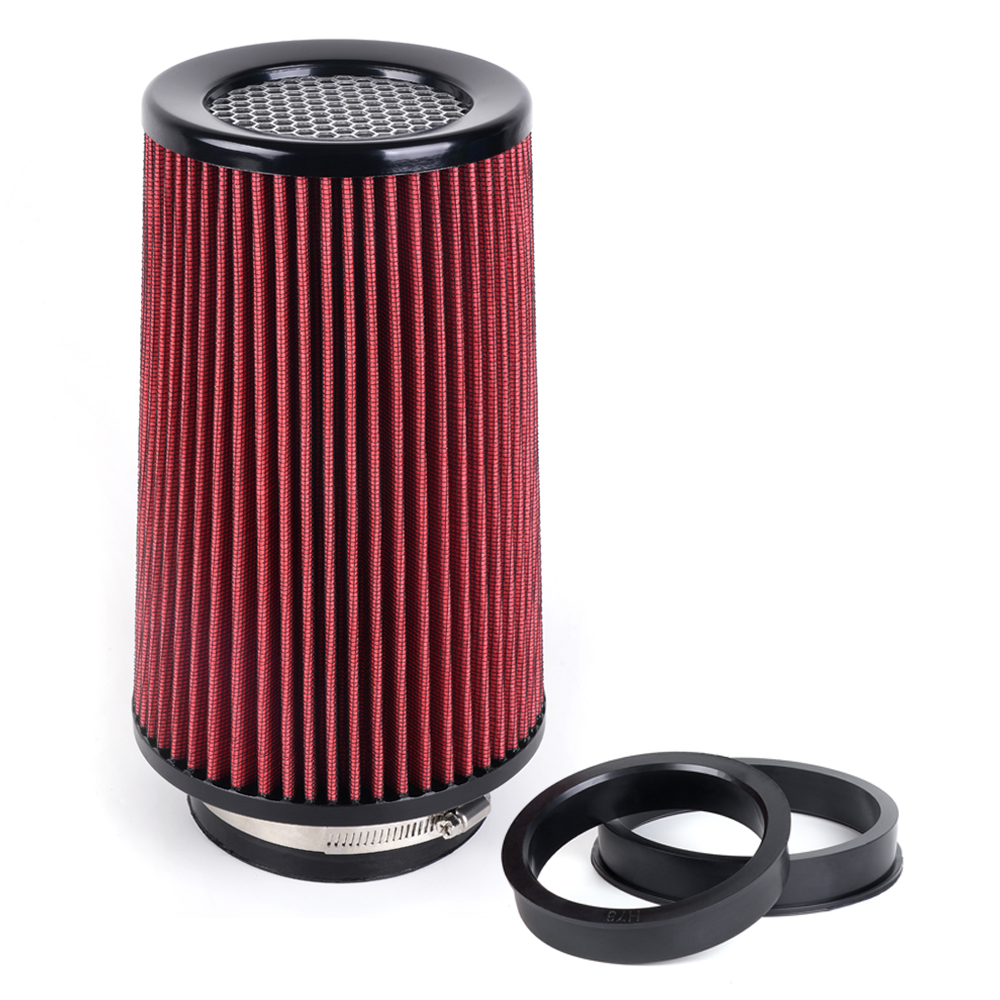76mm 89mm 102mm 3" 3.5" 4" Universal High Flow Cold Air Intake Air Filter 10.6" Tall Washable Air Filters With Adapters OFI141: Dark Grey