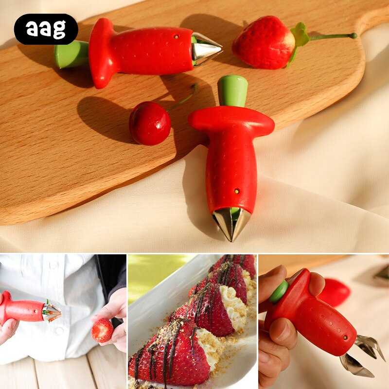 Køkken frugt gadget værktøjer jordbær huller metal tomat blad top remover køkken tilbehør jordbær stængel fjerner gadget