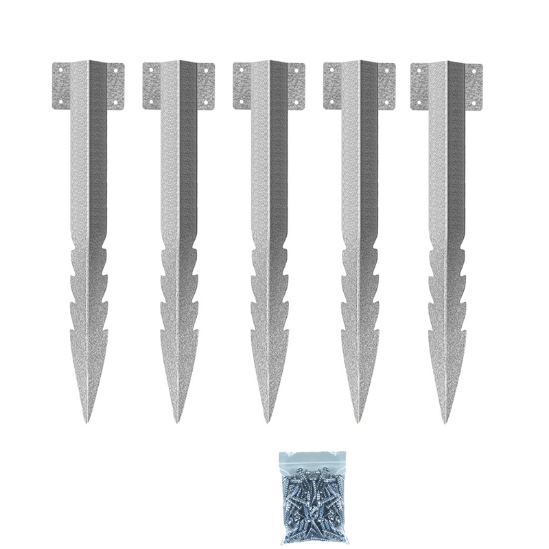 5PCS Fixing Peg Timber Heavy Duty Sleeper Stakes Metal Landscape Edging Stakes for Driveway Garden Edging Timber Planter Raised: Light Grey