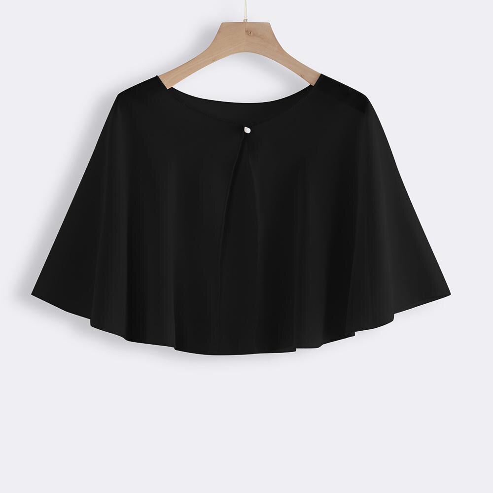 Bridal Wedding Bolero Women Chiffon Bridal Shawl Bridesmaid Shrug Party Evening Dress Capes Ivory Black Pink Purple Top Cover: Black