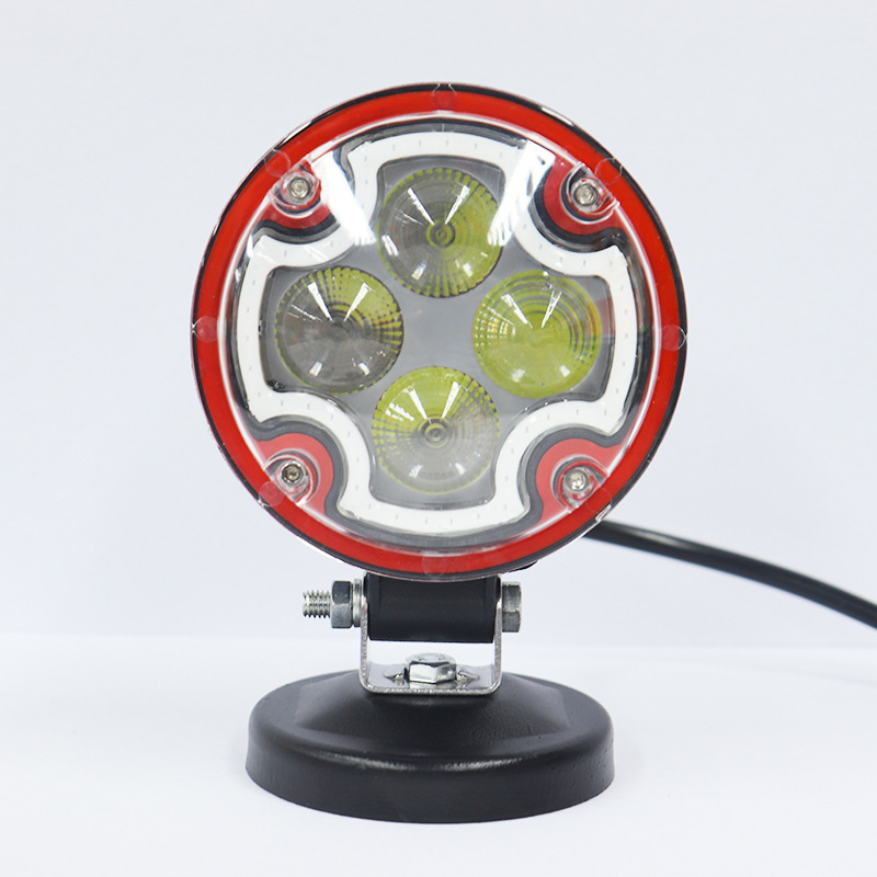Luz de trabajo Led redonda de 12W para coche, luz de trabajo Led de conducción de 3 "con DRL intermitente rojo y amarillo, 1 Uds.: Default Title