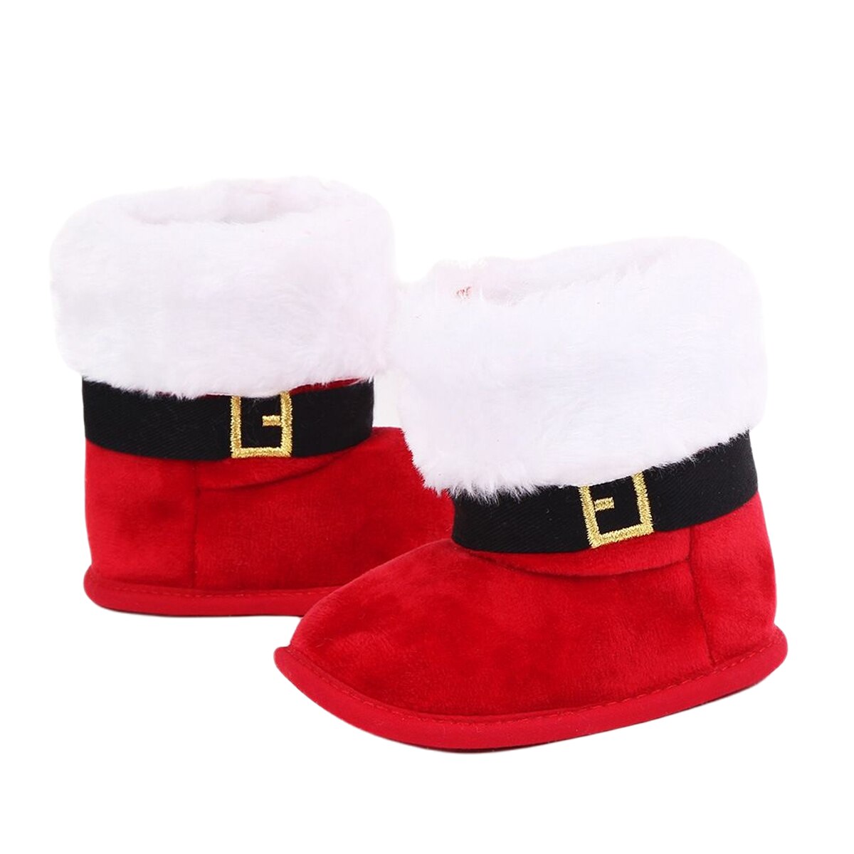 Botas de nieve navideñas para bebé, zapatos cálidos de Santa Claus para primeros pasos, lana tejida de croché para bebé, niño y niña botas para