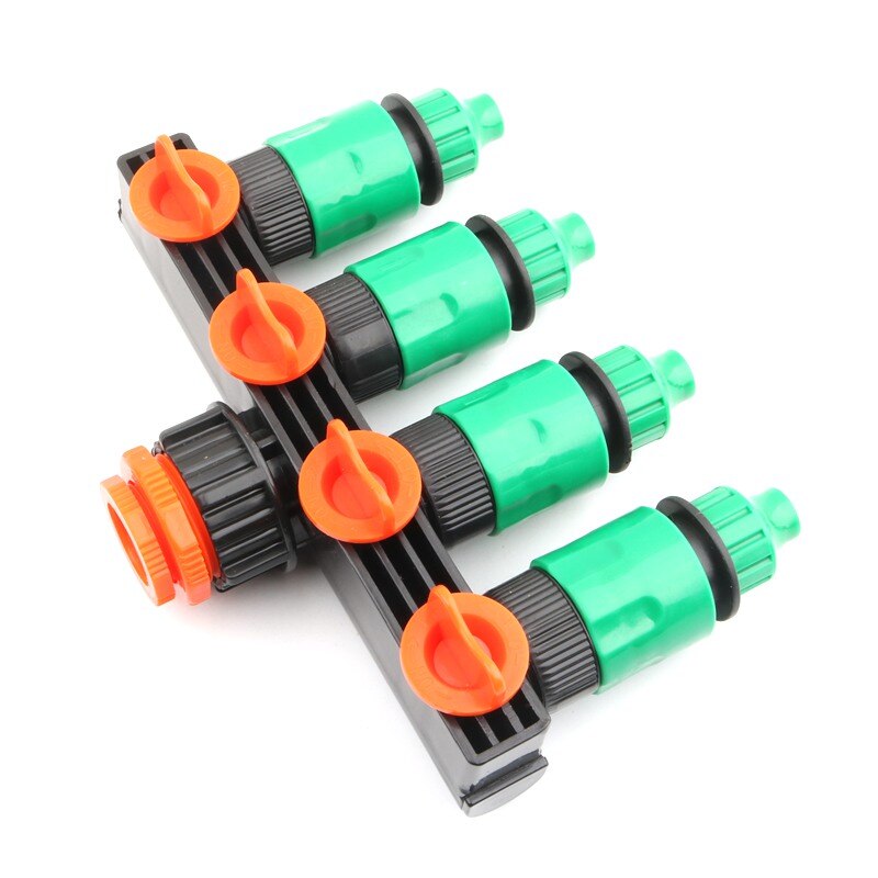 1 Set 4-Way Shunt Water Diverter 1/2" 3/4" 1" Thread Quick Connector Drip Garden Irrigation 4/7 8/11 12mm Hose Fitting