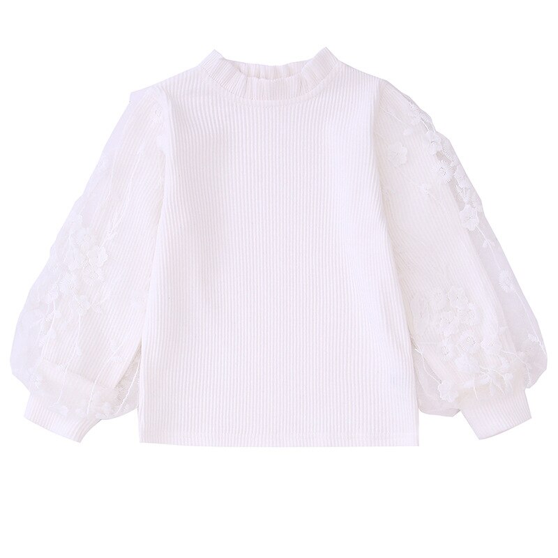 Girl School Clothes for Girls Age 6-14 Year Blouse for Girls Solid White Blouse for Girls Lace School Shirt for