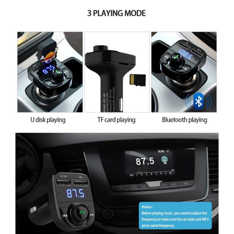Auto MP3 Speler Bluetooth Fm-zender Kit Auto handsfree Audio MP3 Modulator Dual USB Lading