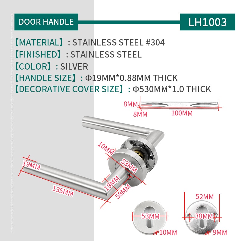 LH1003 stainless steel#304 tube lever handle door handle