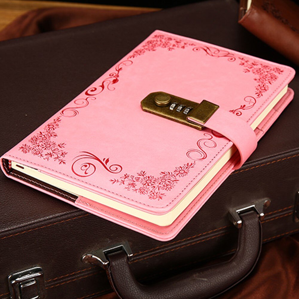 Udklipsholder kode lås adgangskode pu notesbog hemmelig dagbog foret rejsejournal diy scrapbooking qdd 1163