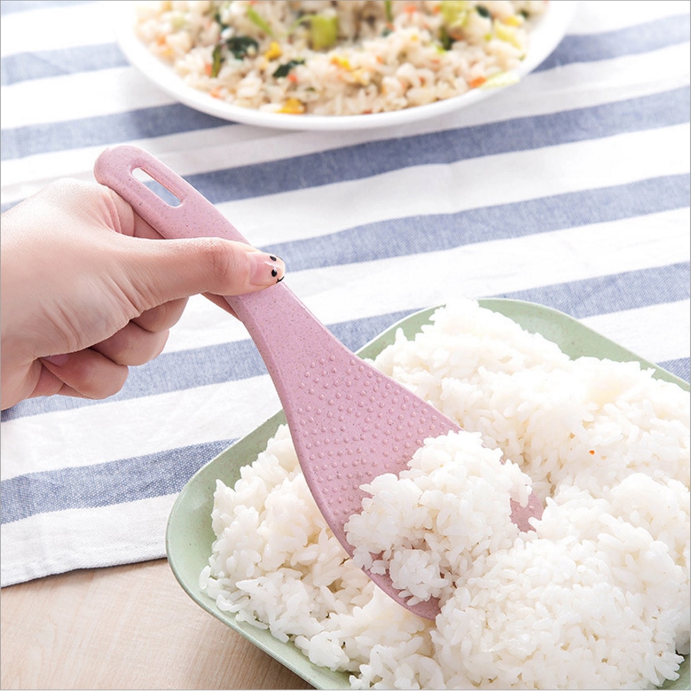 Acessórios de cozinha não vara utensílios de cozinha colher arroz palha trigo plástico panela arroz pá ferramenta cozinha