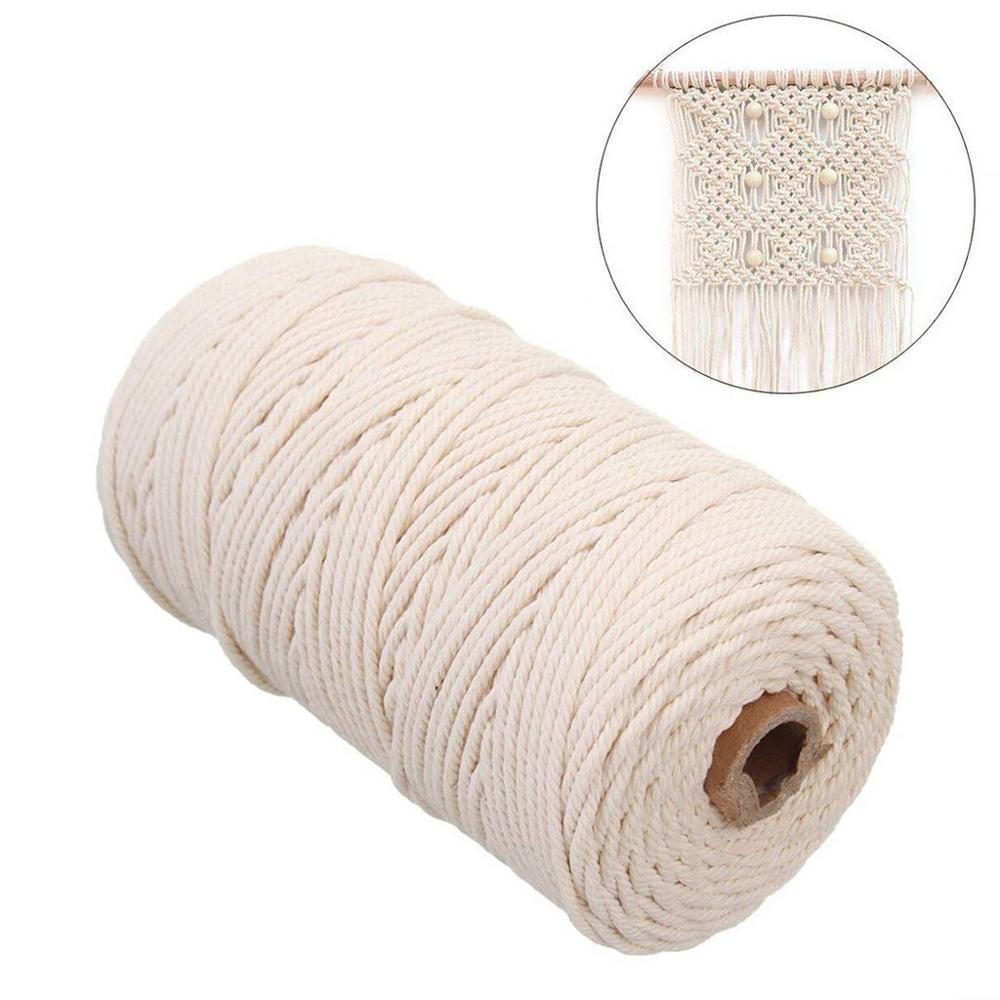 Naturlig beige blød bomuldssnor reb håndværk makrame håndværker snor gør det selv håndlavet bindetråd snor reb 2mm*200m fd