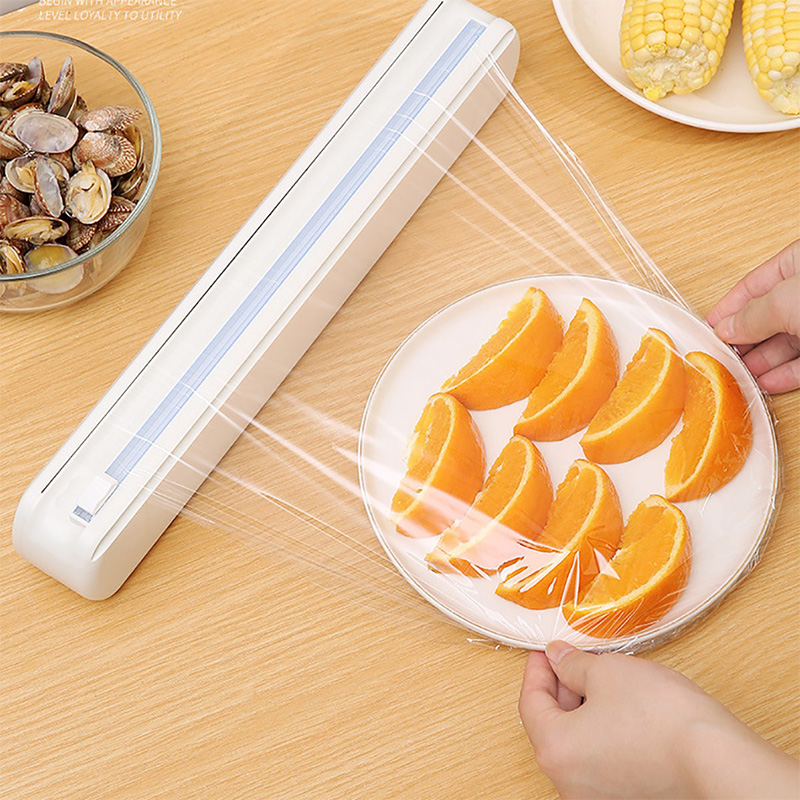 Coupe-Film alimentaire , distributeur de Film plastique avec coupe-glissière, organisateur de stockage réutilisable sans Bpa