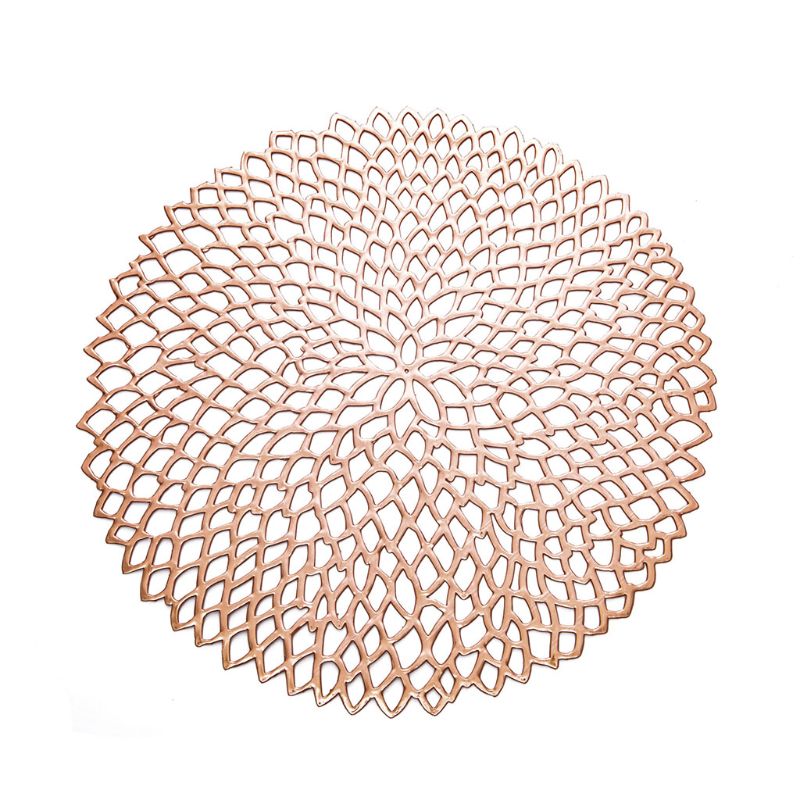 Salvamanteles de comedor de forma redonda de 38cm con aislamiento de flores, salvamanteles metálicos decorativos de PVC para posavasos, salvamanteles de 4 Col
