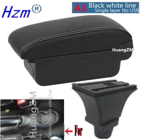 For Fiat 500 Armrest box Interior special Retrofit parts Center Car Armrest box Center Storage box USB: A3 style white line