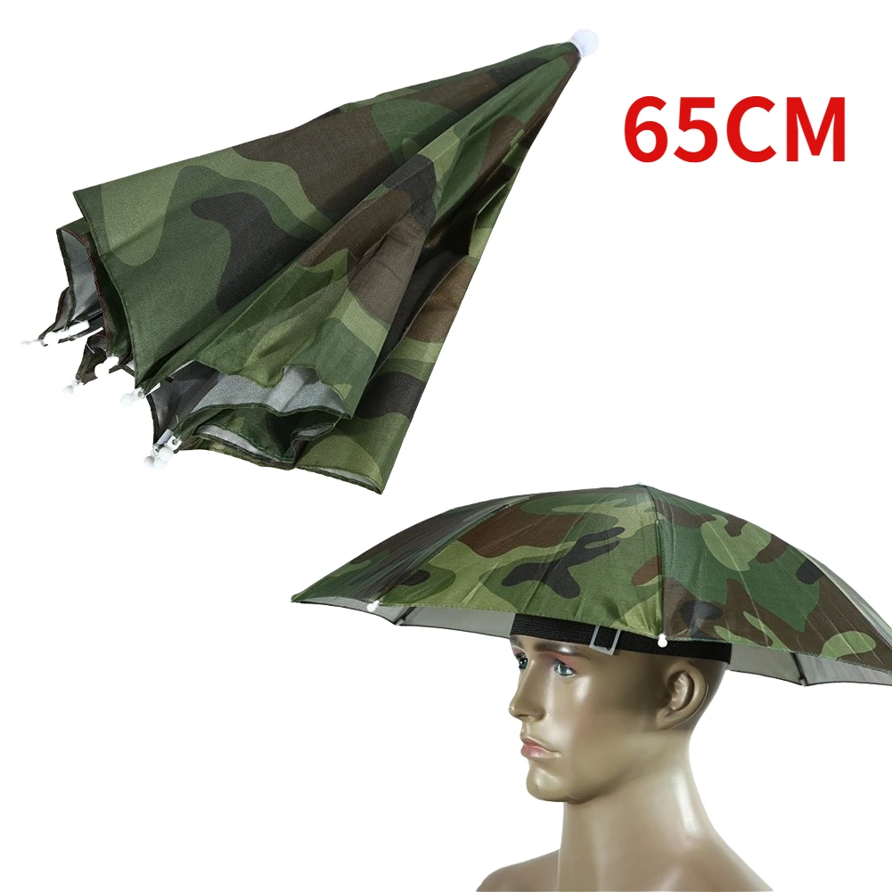 Sombrero de sombrilla de cabeza plegable para exteriores, sombrero antilluvia, antisol, gorra de sol montada en la cabeza para pesca, Golf, ciclismo, senderismo y Camping: Verde militar