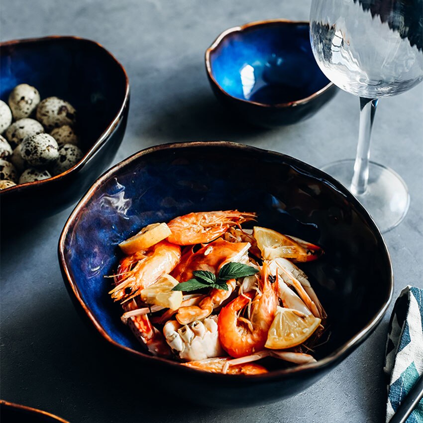 Plato de ensalada Irregular , utensilios de cocina, plato de tazón de arroz, vajilla, platos de cena, bandeja de decoración de comida para el hogar