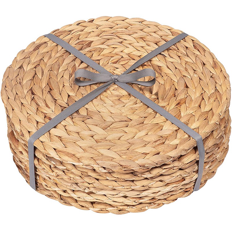 Køkkentilbehør rund vand hyacint dækkeserviet vævet flet bord dækkeservietter ,25cm 6 stk: Default Title
