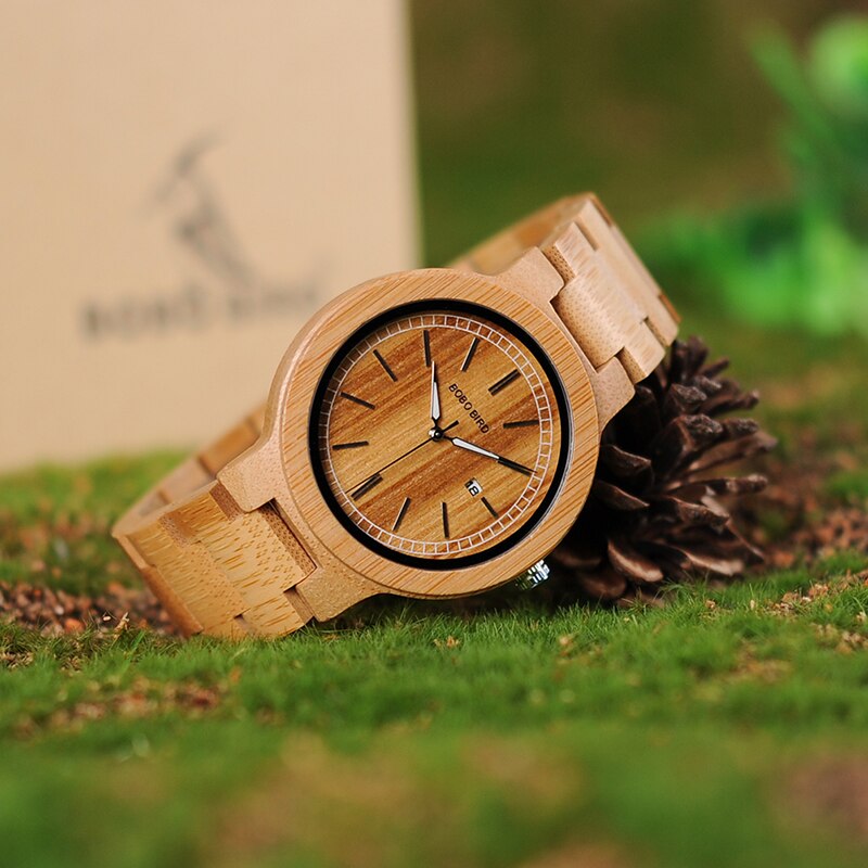 Bobo bird  lp23 bamboe houten horloges heren met roestvrijstalen sluiting quartz relogio in doos