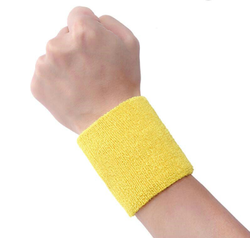 8*8cm mænd og kvinder sport sport armbåndsbøjle wrap bandage gym rem løbende sport sikkerhed håndledsstøtte badminton armbånd: Gul