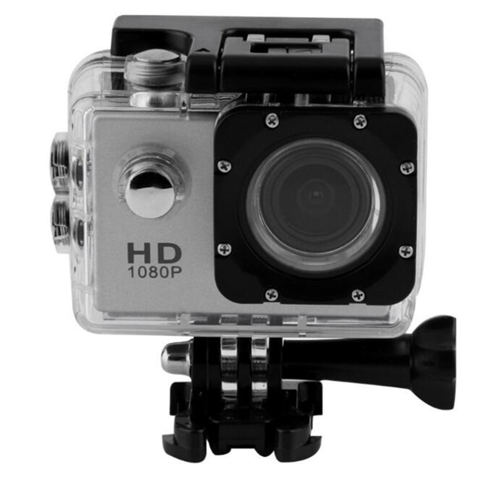 Caméra d&#39;action numérique étanche 2.0 &quot;HD 1080P/24fps, capteur CMOS, objectif grand Angle 1080P, caméra de sport professionnelle: silver