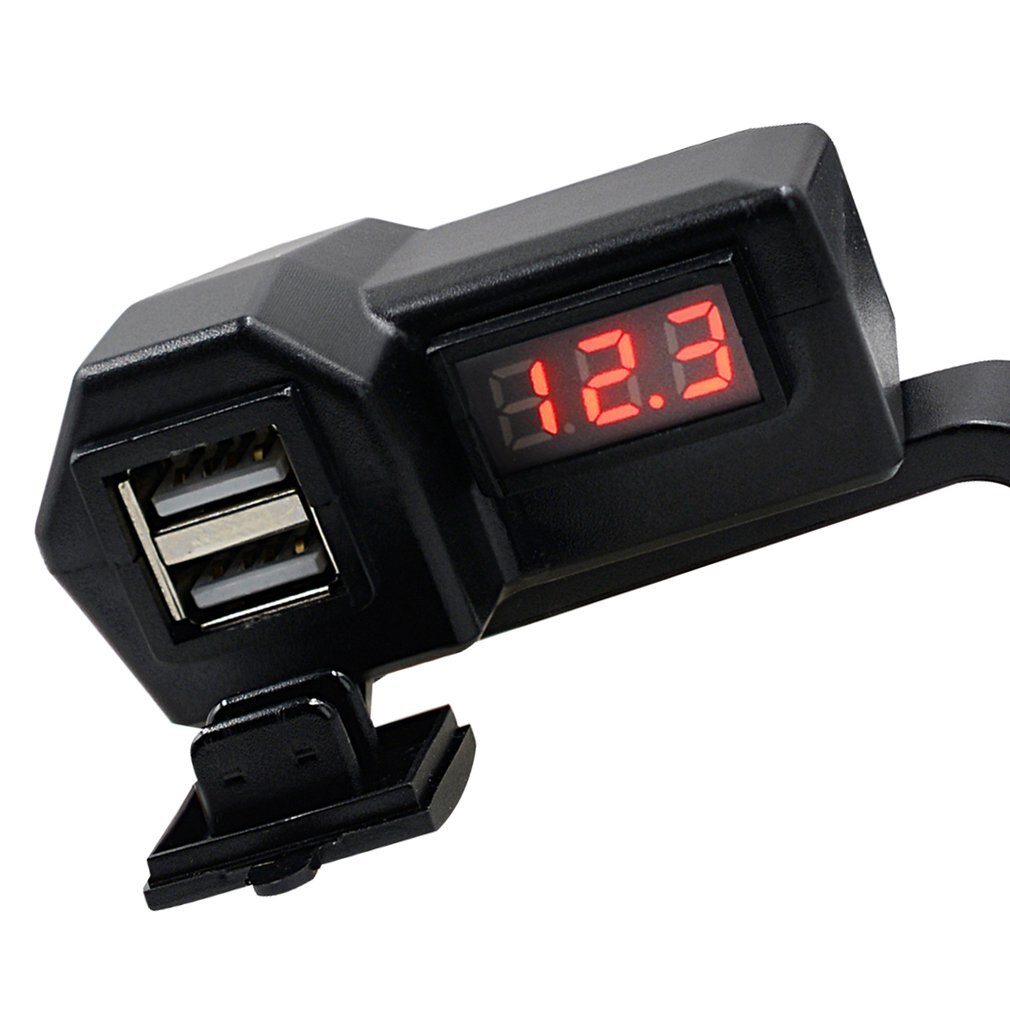 Neueste 12V Auto Motorrad Handy Ladegerät Abs Dual Usb Mit Schalter 24V Rv Boot Auto Ladegerät + voltmeter