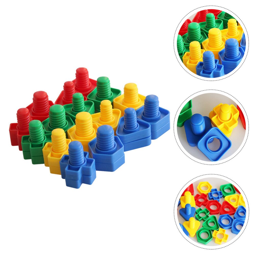 16 Pairs Plastic Colorful Screw Educational Toy Colorful Sturdy Tightening Screw Toy Screw Nut Toy Screw Plaything