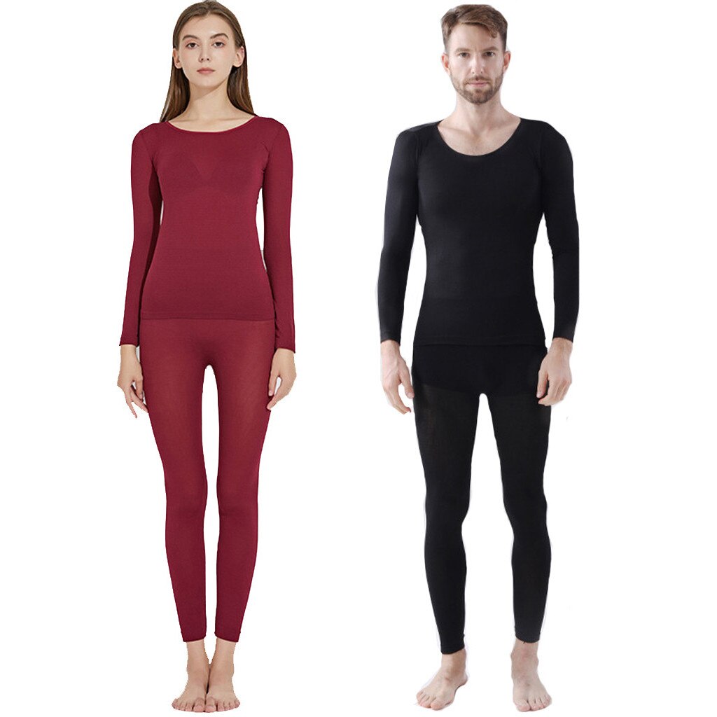 Couple Winter Thermal Underwear Seamless Elastic Underwear Set Inner Wear Underwear Couple (Top & Bottom) 3 Seconds Thermal: D