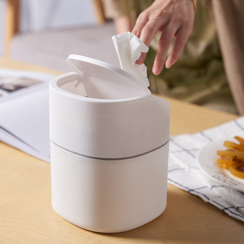 Nordic Desktop Trash Can Mini Small Waste Bin Plastic Home Office Table Trash Bin Dustbin Basket Household Sundries Barrel Box