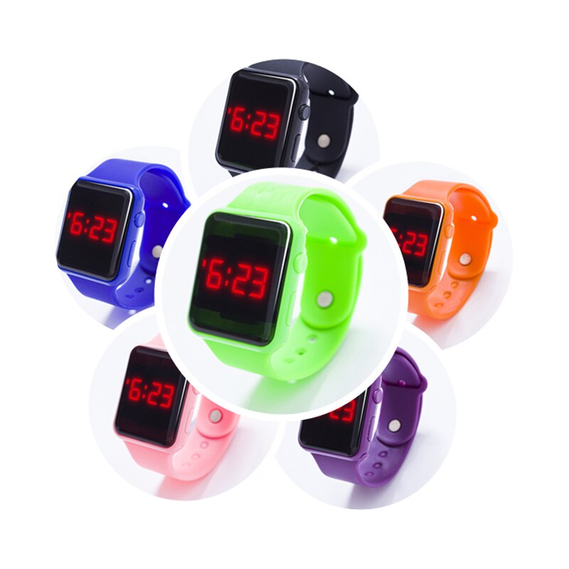 Sporthorloge diverse kleuren optioneel digitaal display led elektronisch horloge rubberen band vrijetijdsgedeelte