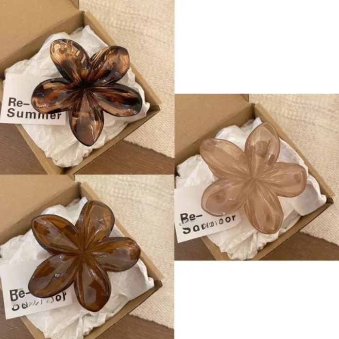 3 pçs novo 4/8cm gradiente flor acessórios para o cabelo conjunto estilo praia grampos de cabelo flor garra clipes verão flor grampos de cabelo estilo havaiano: Bege