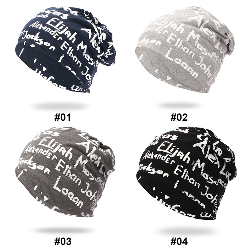 Gorro com letras, de malha, algodão, dobrável, para área externa