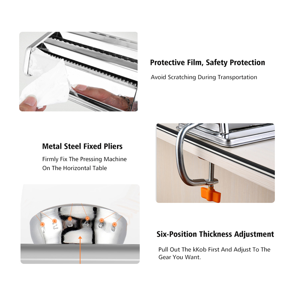 Kitchen Multi-function Non-slip Two-blade Stainless Steel Pasta Maker Machine Manual Noodle Makers Pasta Noodles Machines